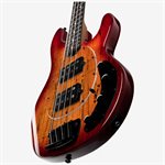 Sterling by Music Man StingRay HH RAY34HH Spalted Maple - Blood Orange Burst